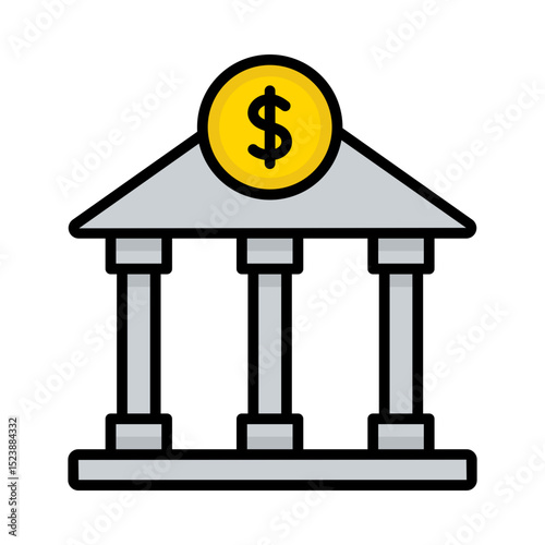 financial institution flat icon, symbolizing financial support, banking and financial organization