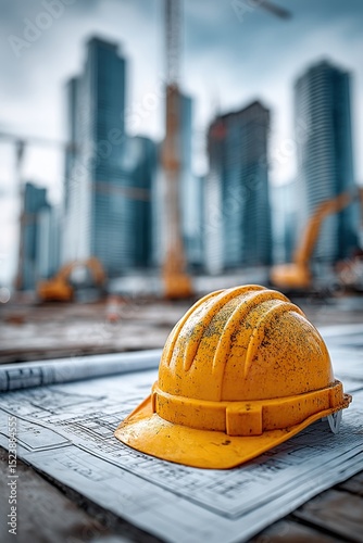 Construction Helmet on Plans. (1)