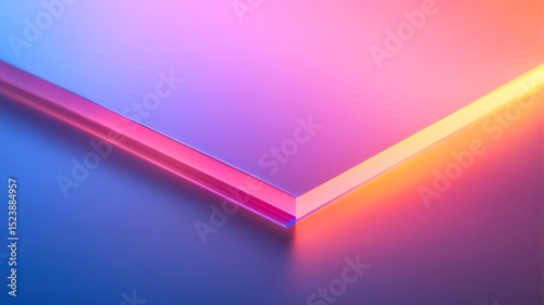 Colorful glass edges reflect vibrant light in a modern art setting