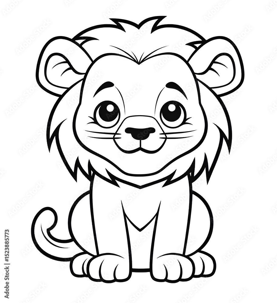 Fototapeta premium A cute lion is sitting.