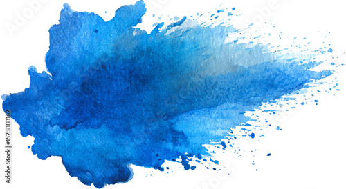 Blue paint spreads, creating captivating watercolor effect with beautiful details