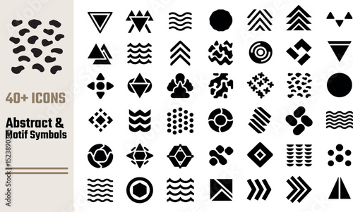 Forty plus abstract geometric motif icons symbols design elements