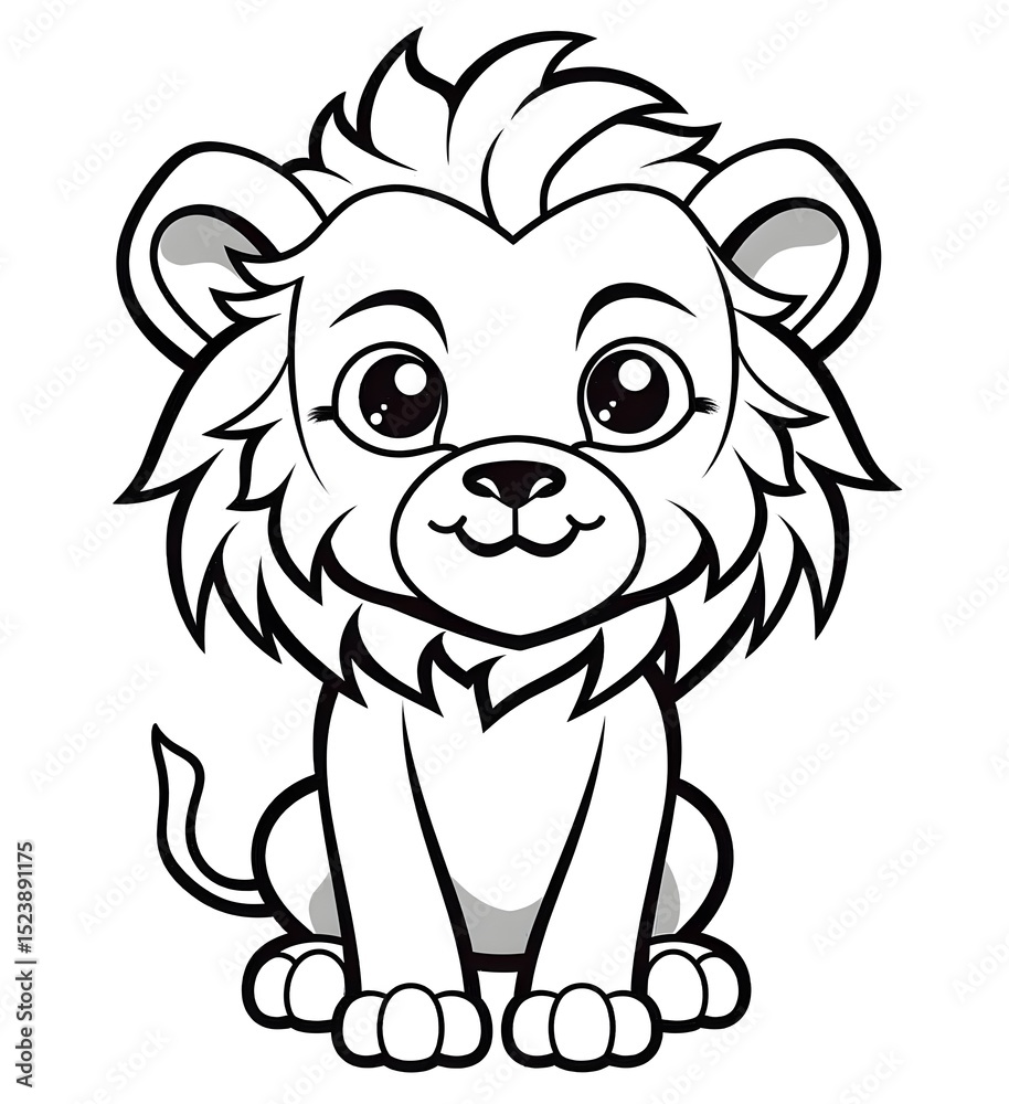 Obraz premium A cute lion is sitting.