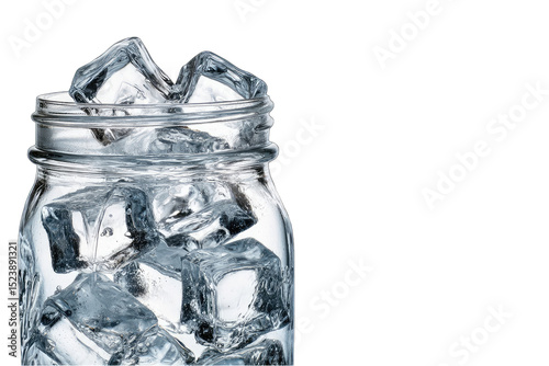 Clear glass mason jar filled with ice cubes (1)