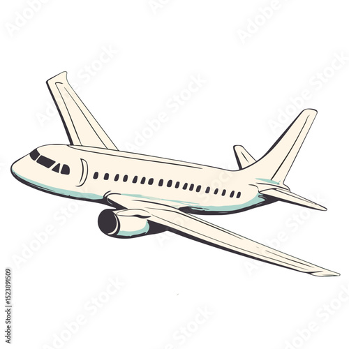 A cartoon illustration of an airplane in flight