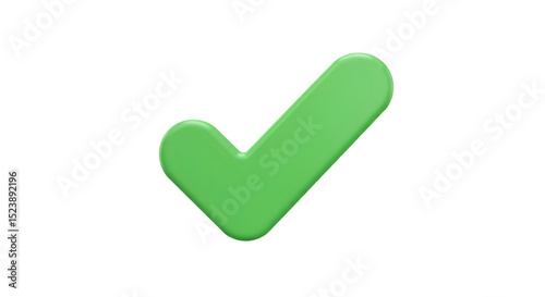 Lime Green Check Mark with Rounded Edges and Subtle Shading