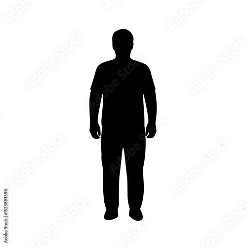 Silhouette of a man standing in a neutral position. Simple black vector design, ideal for concept of human figure, profile, or basic posture reference