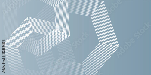 Abstract hexagon lines on gray background. Geometric stripe line art design for poster, brochure, cover, website, banner.