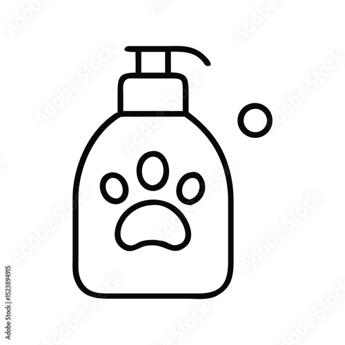 Pet shampoo icon vector. Animal grooming bottle, hygiene product for dogs and cats, pet care, cleaning, and bath symbol

