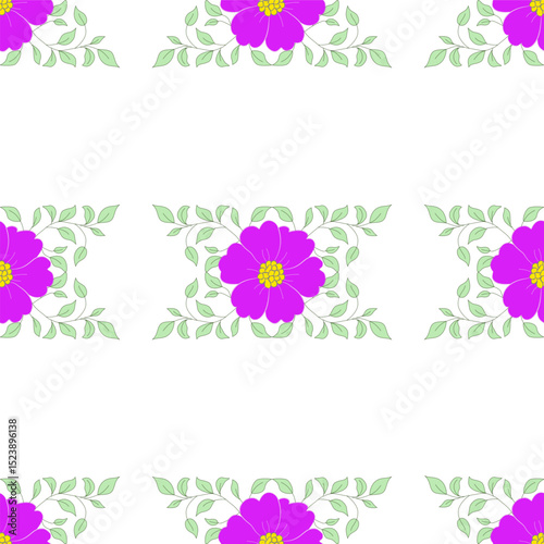 Bright Magenta Bloom Verdant Leaves Purple Pink Green Abstract Floral Flower