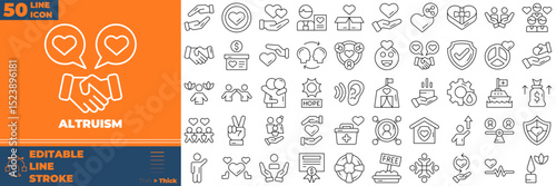 Altruism Line Editable Icons set. Vector illustration in modern thin line style of altruism icons: charity, help, selfless, goodwill etc