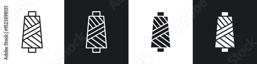 Yarn icons in flat and thin stroke style