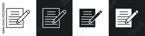 Writing icons in flat and thin stroke style