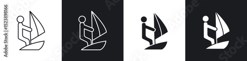 Windsurf icons in flat and thin stroke style