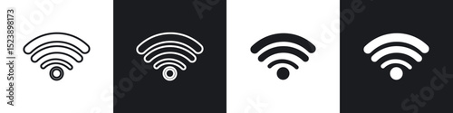 Wifi icons in flat and thin stroke style
