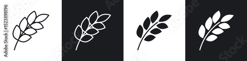 Wheat icons in flat and thin stroke style
