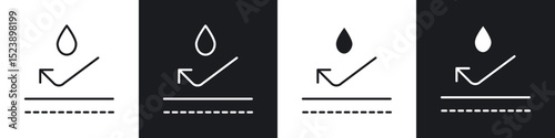 Waterproof icons in flat and thin stroke style