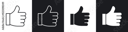 Thumb icons in flat and thin stroke style