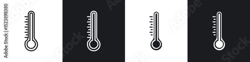 Temperature icons in flat and thin stroke style