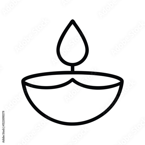 Diwali lamp icon vector. Traditional oil lamp, festival of lights, celebration, and culture symbol

