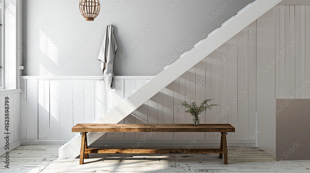 Obraz premium Décoration intérieur Feng Shui, banc en bois