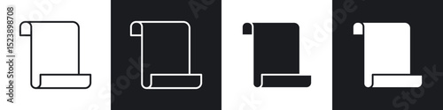 Scroll icons in flat and thin stroke style