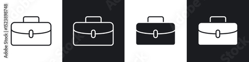 Suitcase icons in flat and thin stroke style