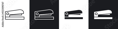 Stapler icons in flat and thin stroke style