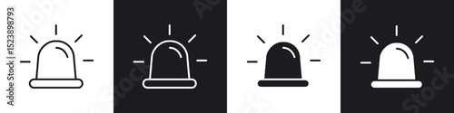 Siren icons in flat and thin stroke style