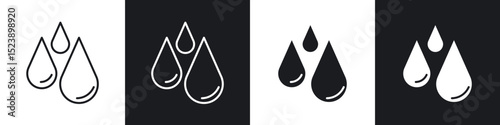 Raindrops icons in flat and thin stroke style