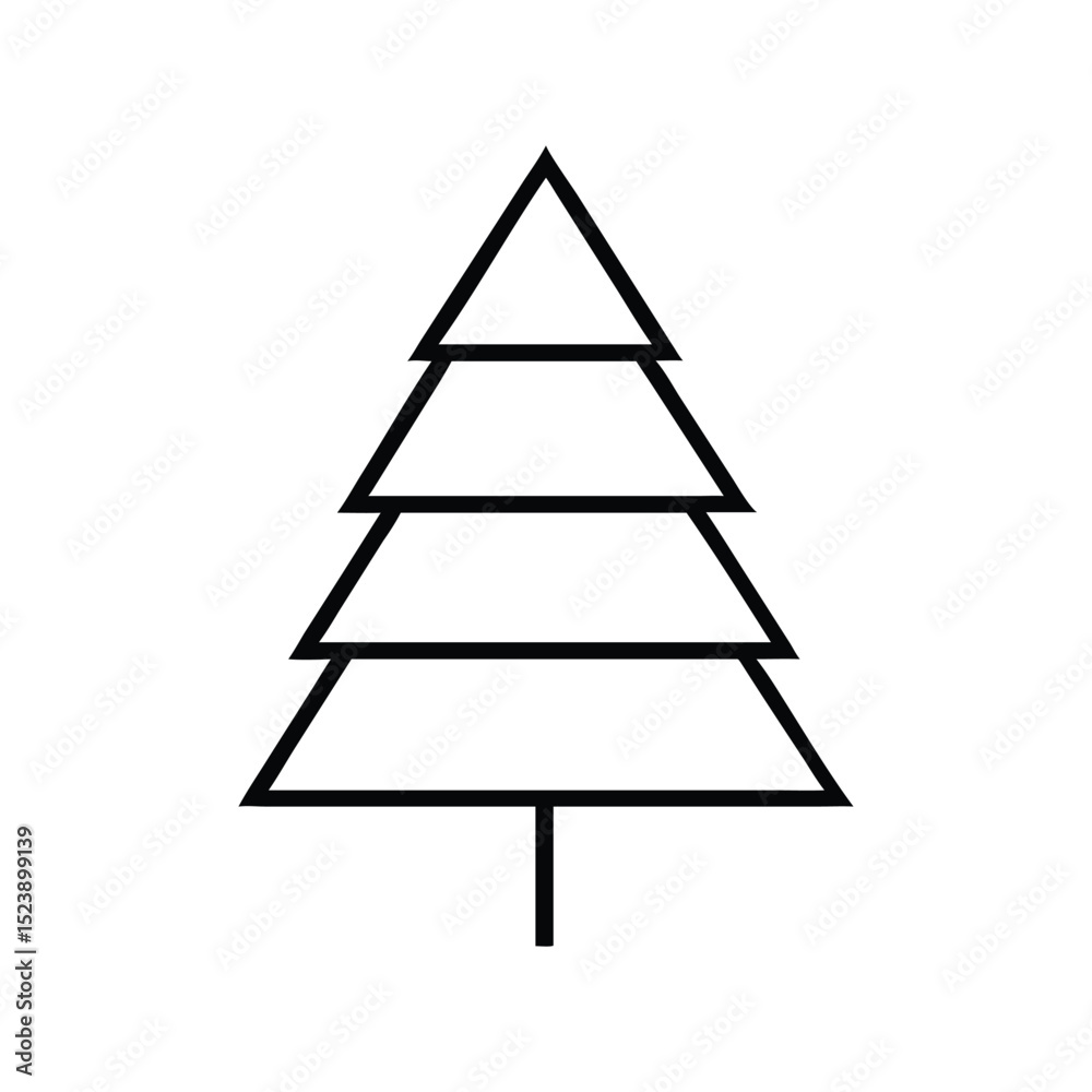 Fototapeta premium Christmas tree icon vector. Holiday symbol, festive decoration, winter celebration, and joy design