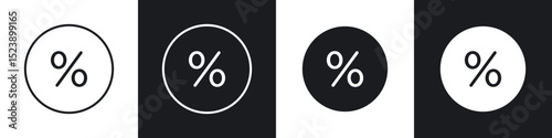 Percentage icons in flat and thin stroke style