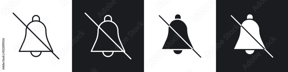 Fototapeta premium Notification off icons in flat and thin stroke style