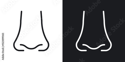 Nose icons in flat and thin stroke style