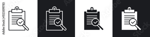 Inspection icons in flat and thin stroke style