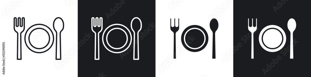 Fototapeta premium Food icons in flat and thin stroke style