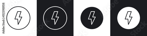Flash icons in flat and thin stroke style