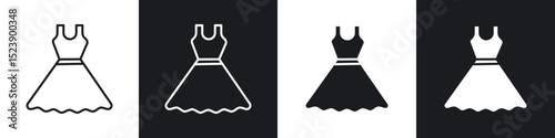 Dress icons in flat and thin stroke style