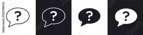 Doubts button icons in flat and thin stroke style