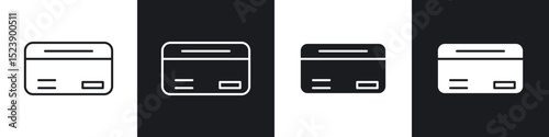 Credit card icons in flat and thin stroke style