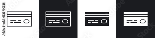 Credit card icons in flat and thin stroke style