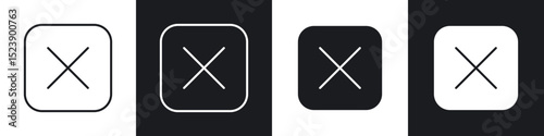 Cancel icons in flat and thin stroke style