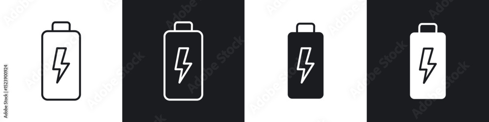 © Warpiya - Battery icons in flat and thin stroke style