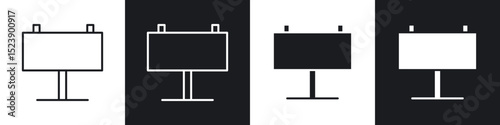 Billboard icons in flat and thin stroke style