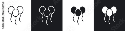 Balloons icons in flat and thin stroke style