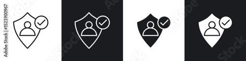 Authentication icons in flat and thin stroke style