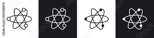 Atom icons in flat and thin stroke style