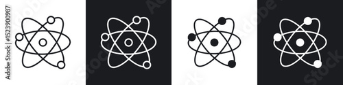 Atom icons in flat and thin stroke style