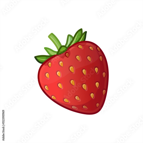 Hand drawn strawberry isolated on white background, emoji strawberry, vector 10 eps.