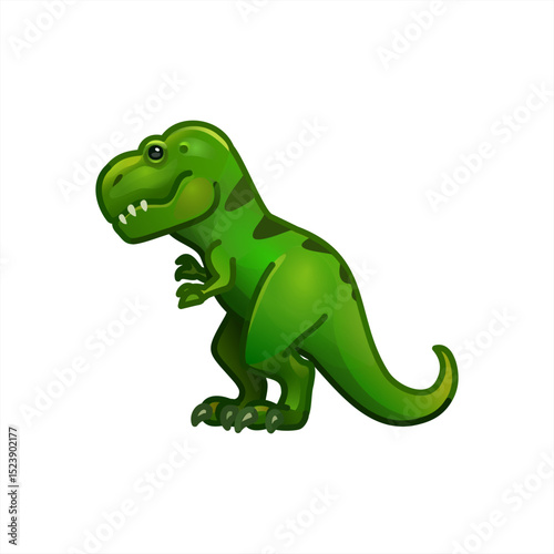 Emoji dinosaur, Cute cartoon green t-rex dinosaur, vector 10 eps.
